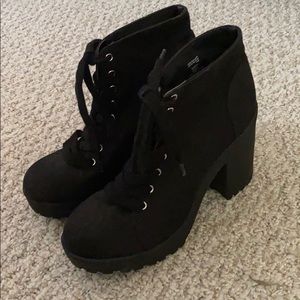 Divided black heeled booties